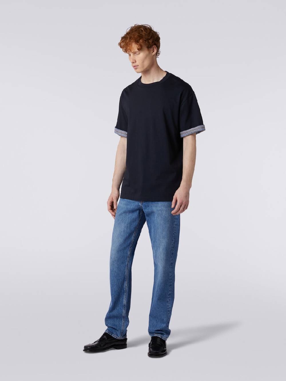 Missoni T-shirt girocollo in cotone con risvolti chevron Outlet