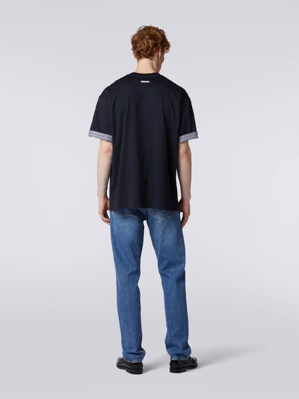 Missoni T-shirt girocollo in cotone con risvolti chevron Outlet