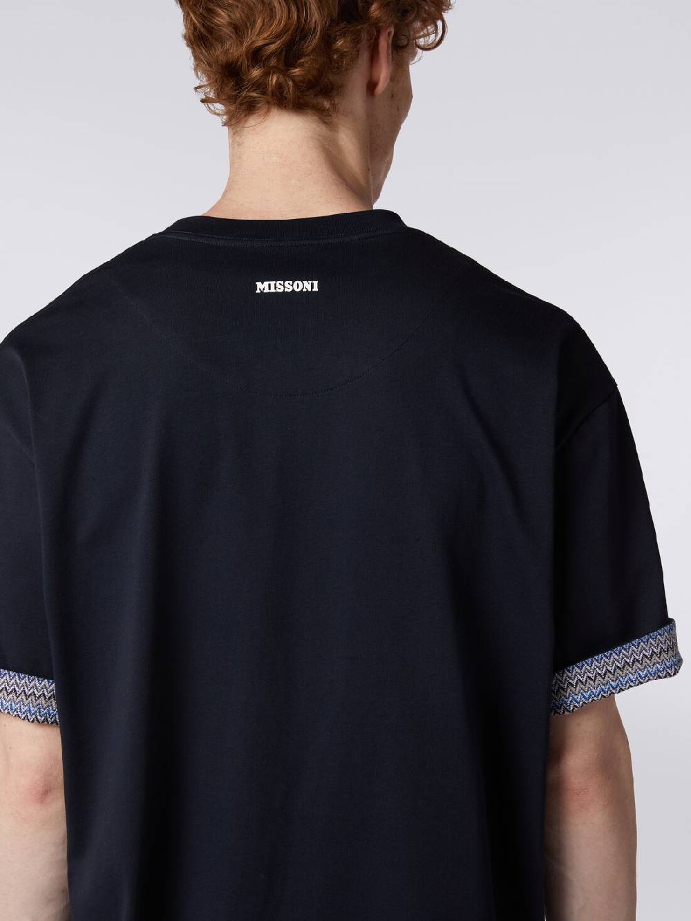 Missoni T-shirt girocollo in cotone con risvolti chevron Outlet