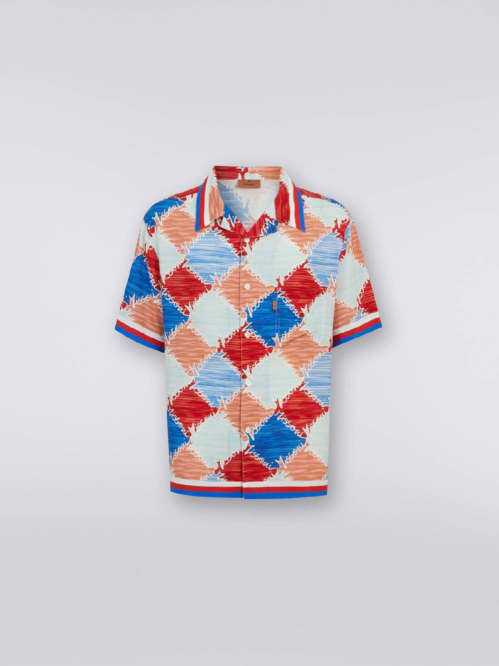 Missoni Camicia a maniche corte in viscosa a losanghe con scritta logo Saldi
