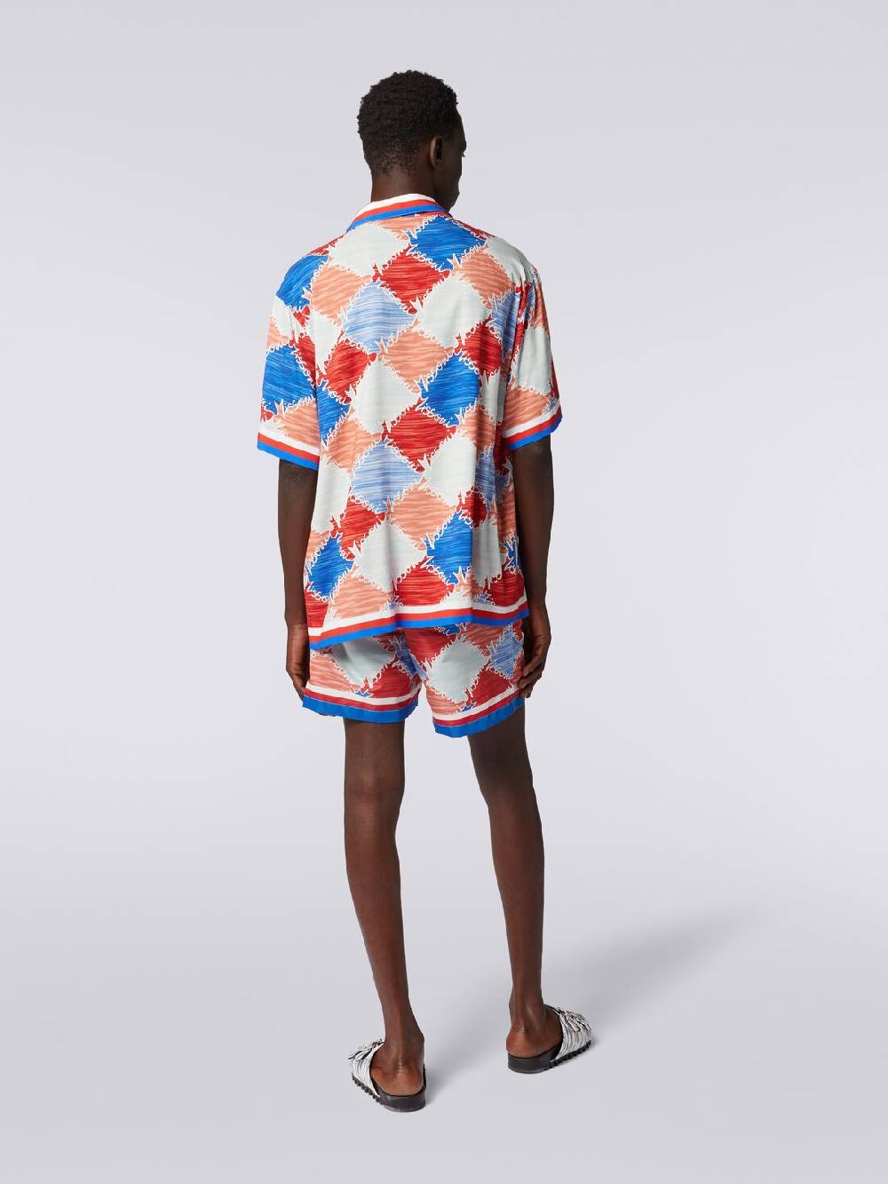 Missoni Camicia a maniche corte in viscosa a losanghe con scritta logo Saldi