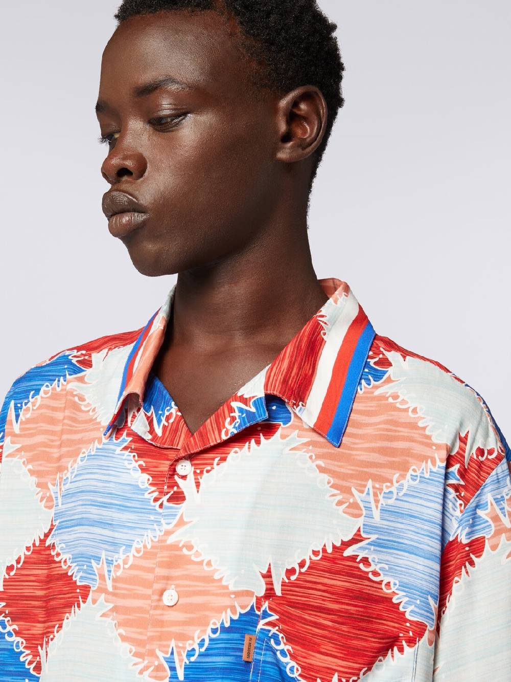 Missoni Camicia a maniche corte in viscosa a losanghe con scritta logo Saldi