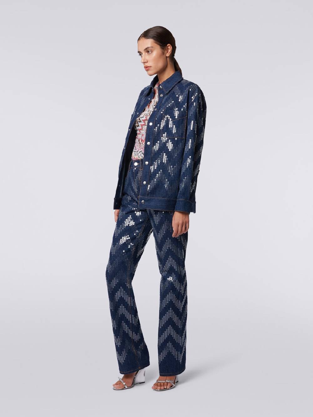 Missoni Overshirt in denim con applicazione di paillettes 2025