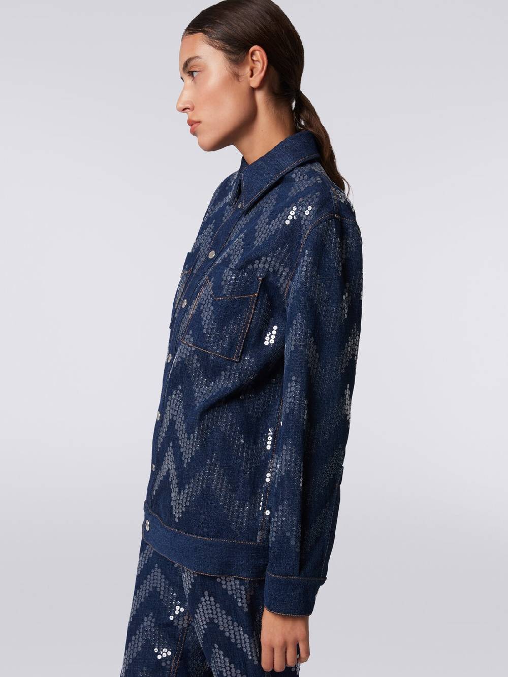 Missoni Overshirt in denim con applicazione di paillettes 2025