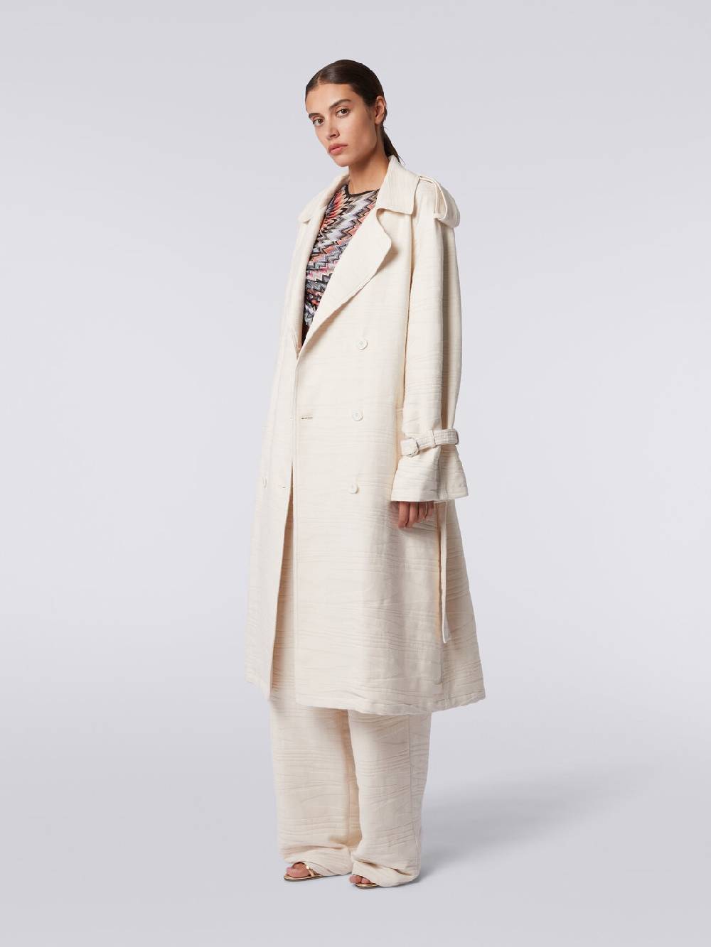 Missoni Trench in canvas di cotone jacquard fimmato Italy