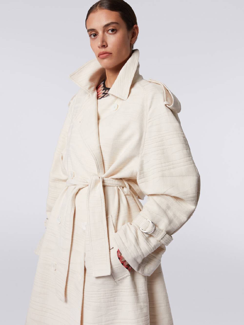 Missoni Trench in canvas di cotone jacquard fimmato Italy