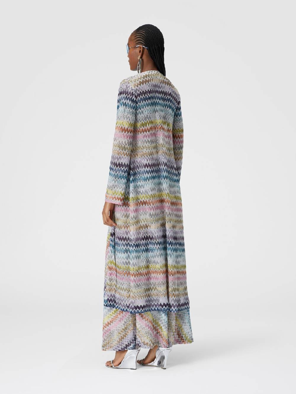 Missoni Cardigan lungo in misto viscosa zig zag lamé Vendita