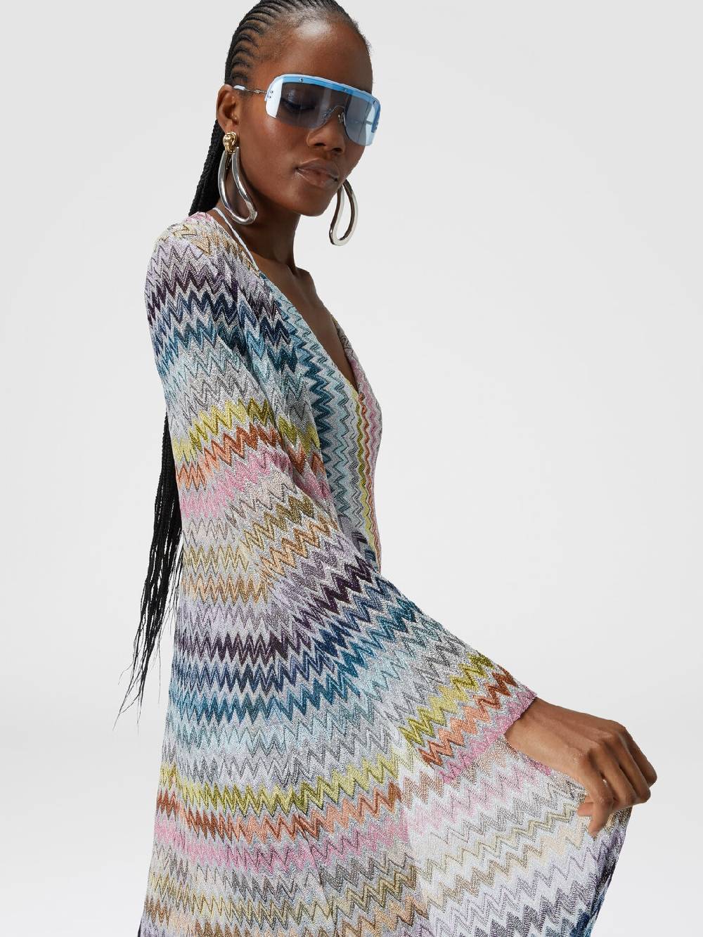 Missoni Cardigan lungo in misto viscosa zig zag lamé Vendita