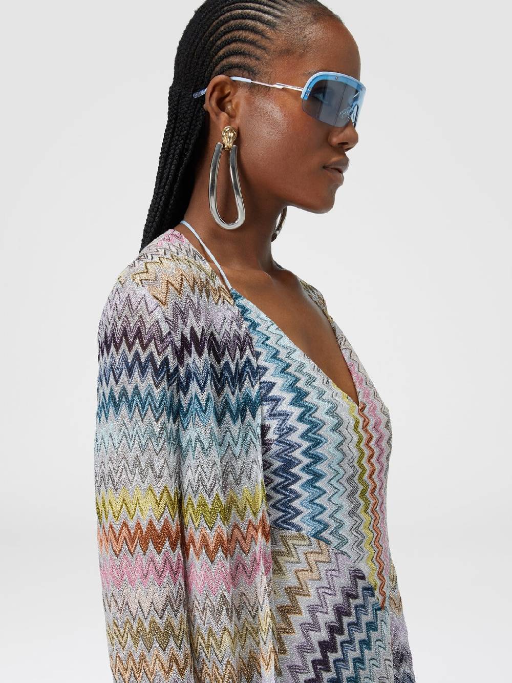 Missoni Cardigan lungo in misto viscosa zig zag lamé Vendita