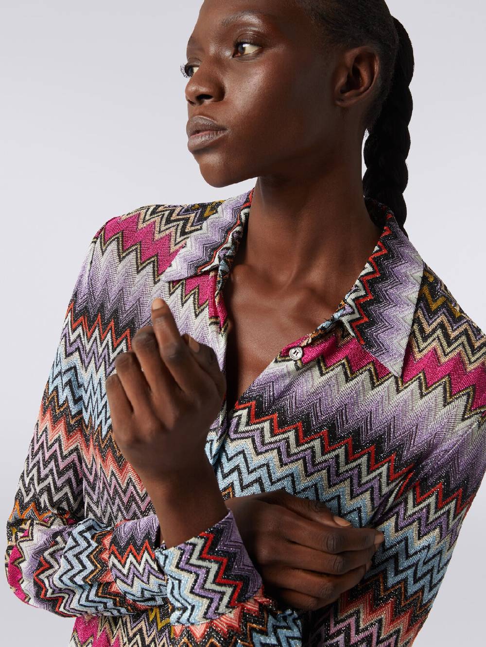 Missoni Camicia in maglia di viscosa chevron con lurex Pezzi Unici