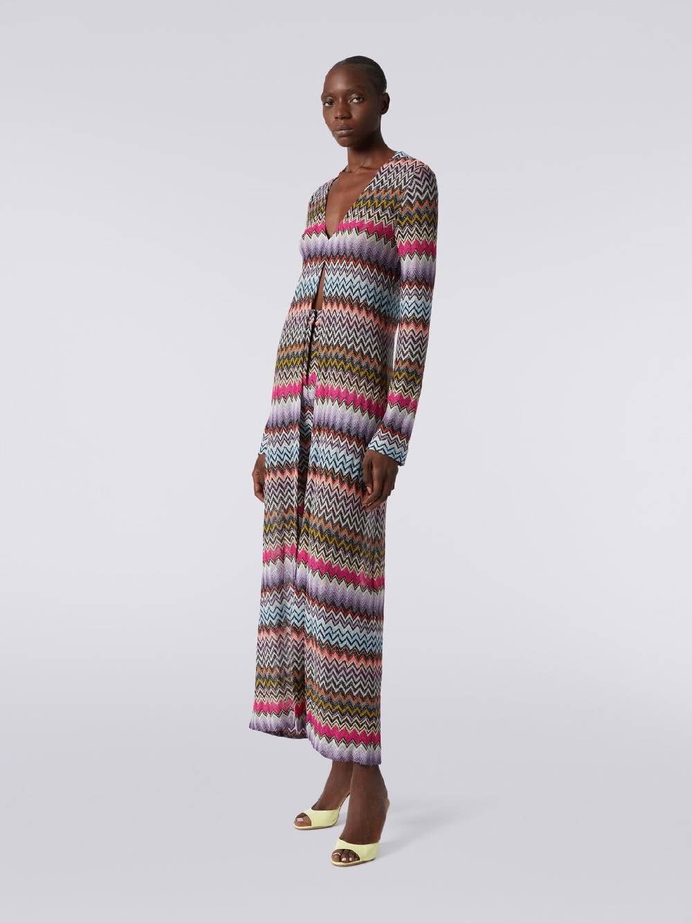 Missoni Cardigan lungo in viscosa zig zag con lurex Negozi Online