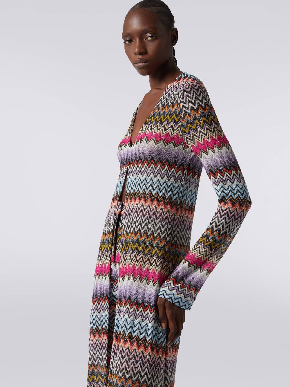 Missoni Cardigan lungo in viscosa zig zag con lurex Negozi Online