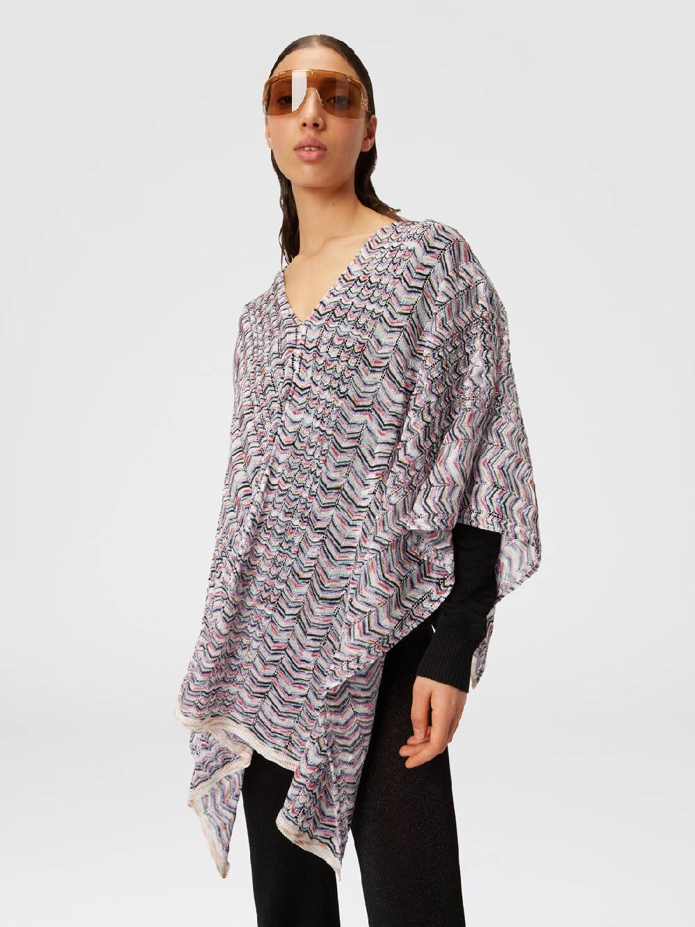 Missoni Poncho in maglia di viscosa e cotone chevron Promozione Limitata