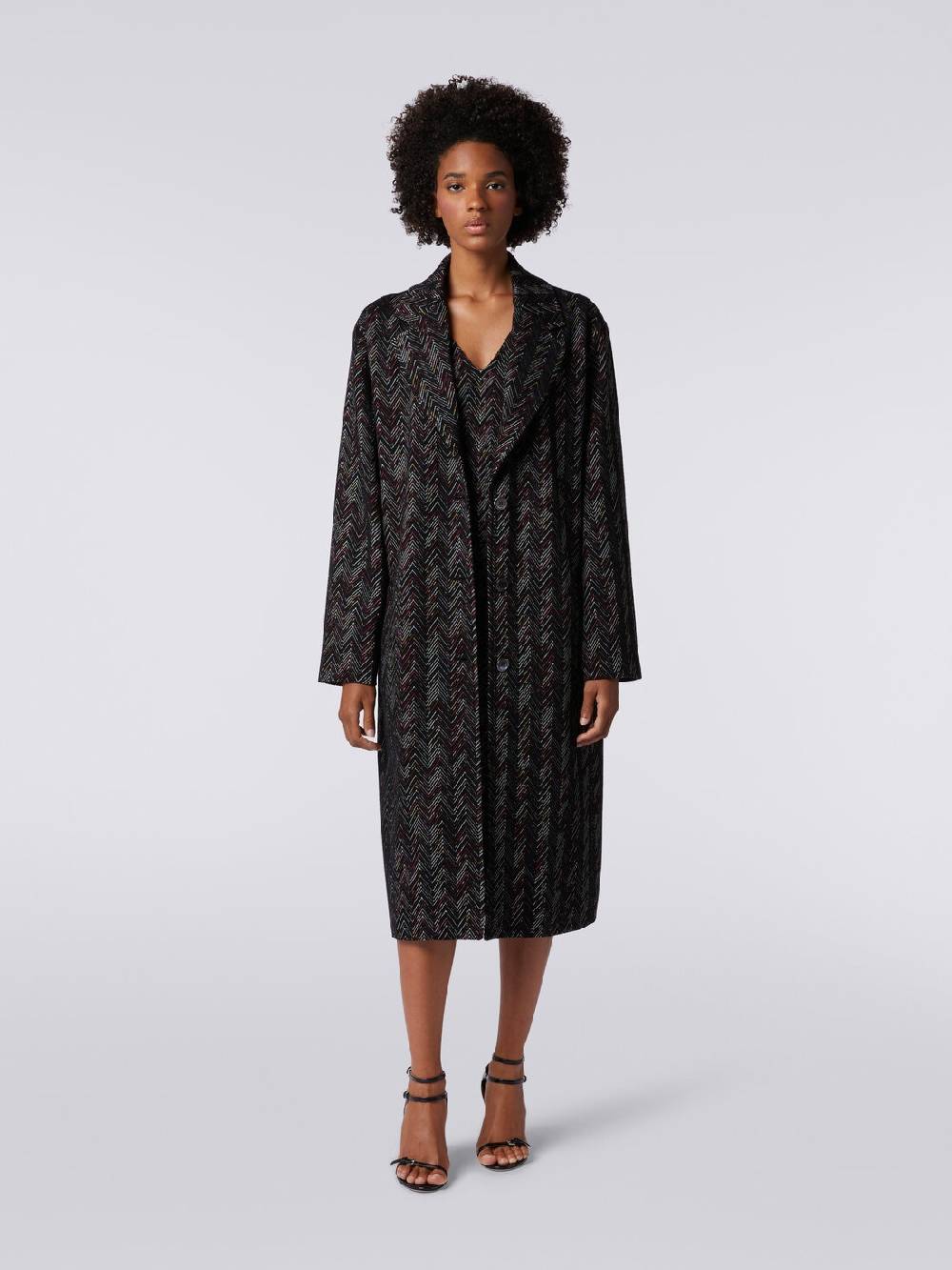 Missoni Cappotto monopetto in misto lana zig zag