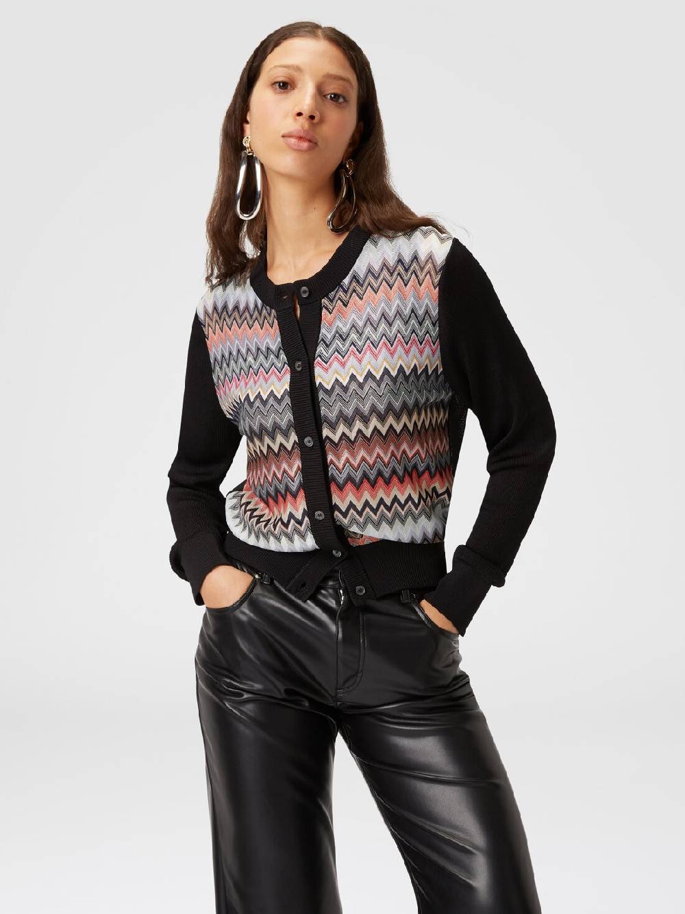 Missoni Cardigan corto in viscosa chevron Sottocosto