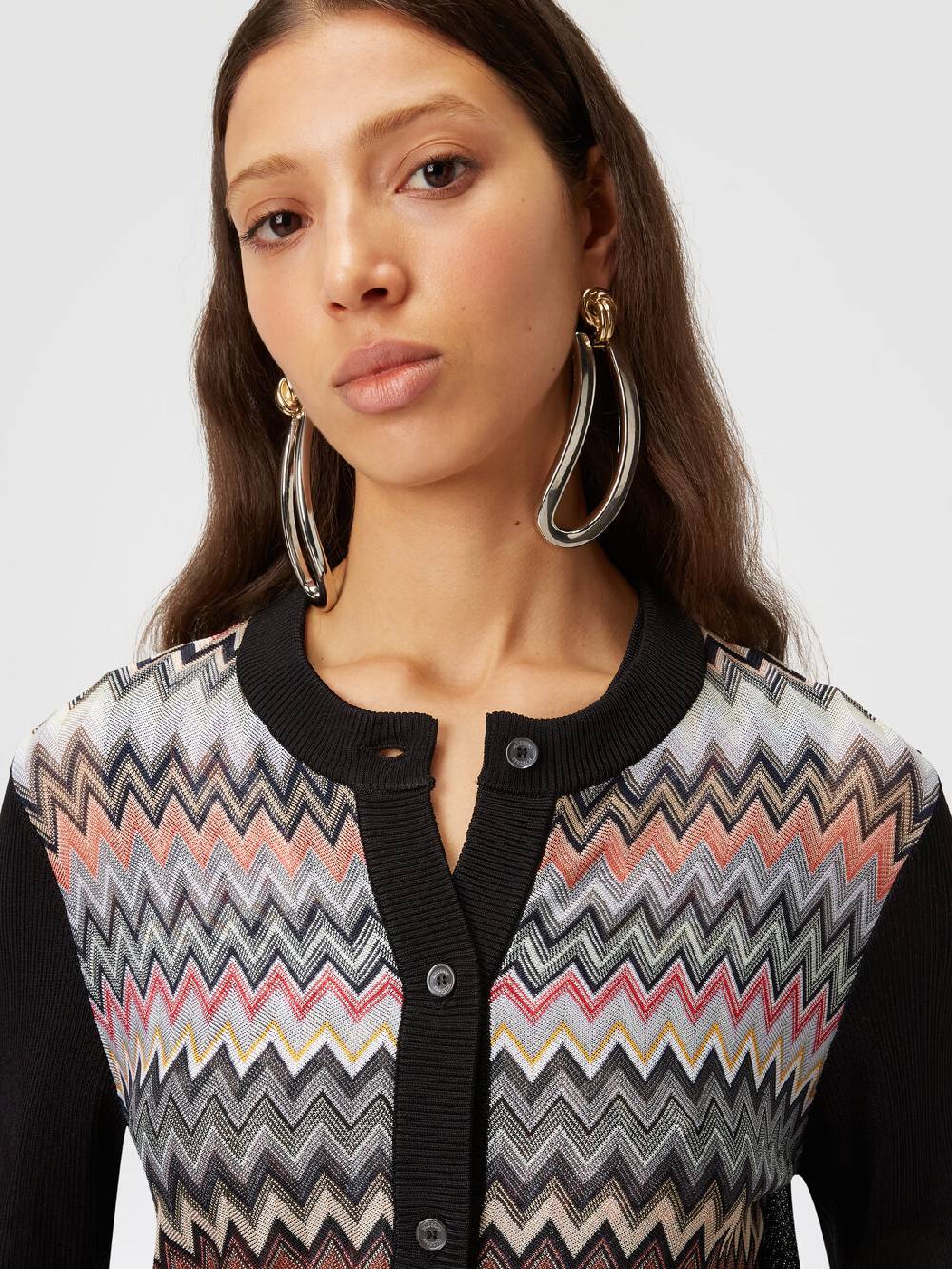 Missoni Cardigan corto in viscosa chevron Sottocosto