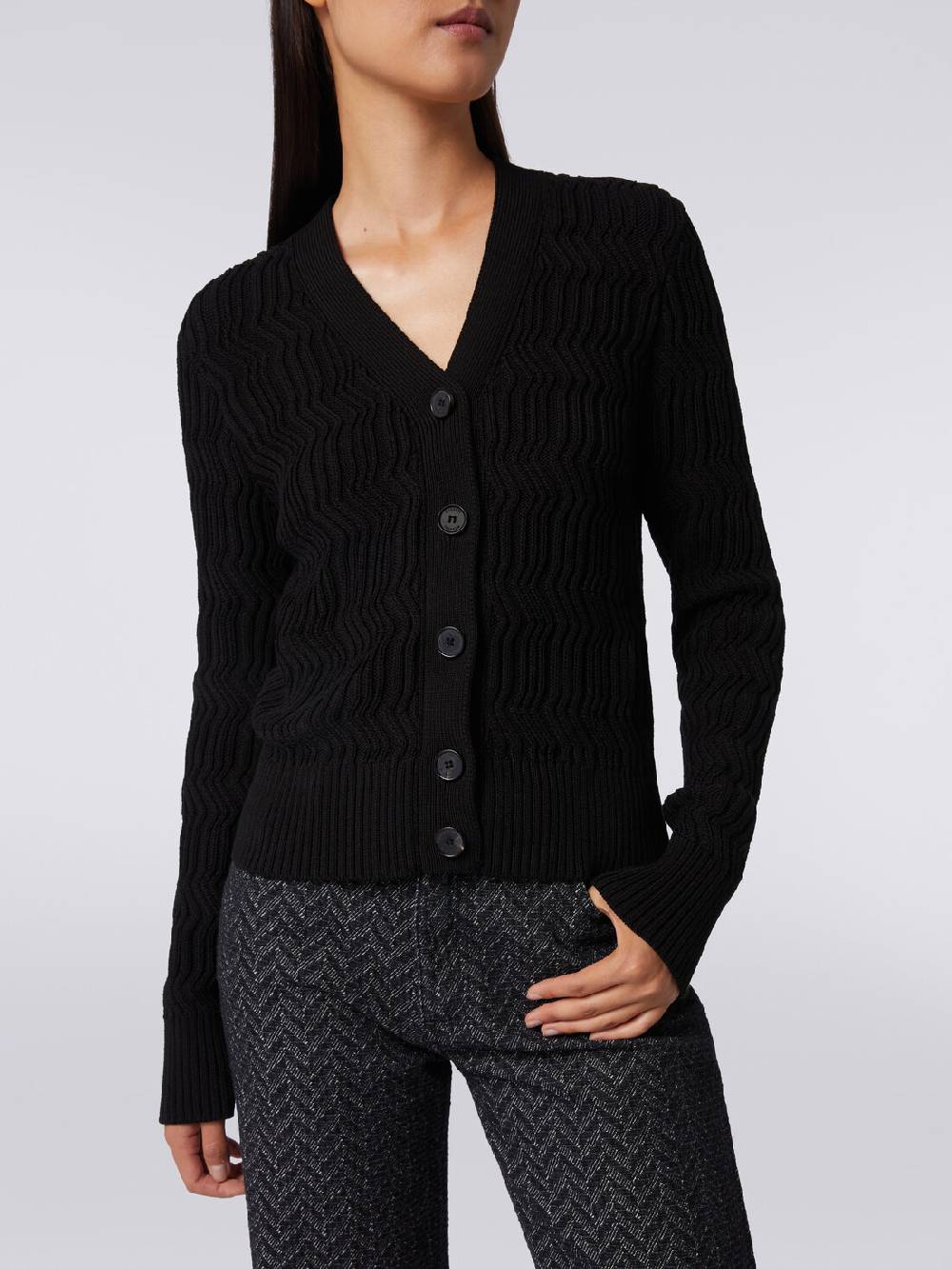 Missoni Cardigan in cotone con nervature verticali a rilievo Sconto
