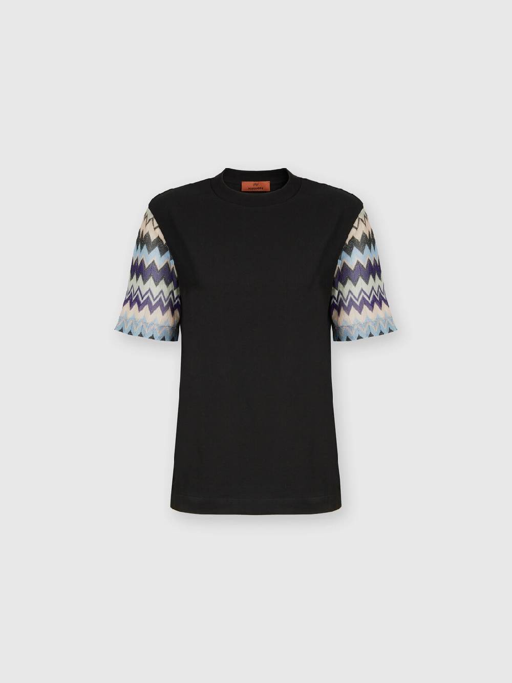 Missoni T-shirt in jersey di cotone con maniche in maglia zig zag Economico