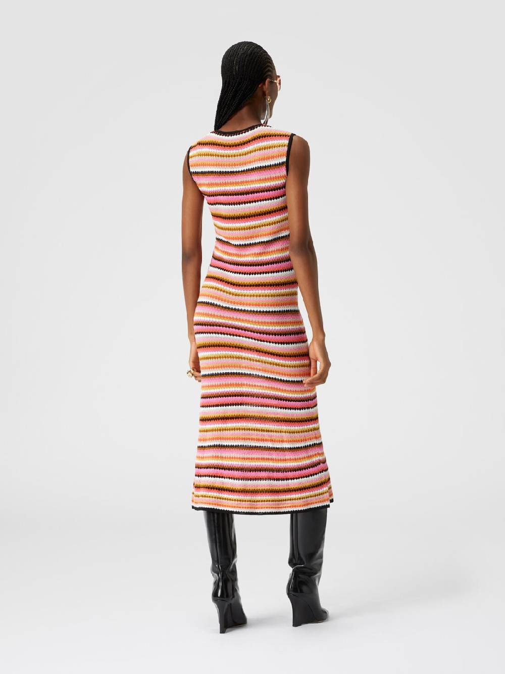 Missoni Abito midi senza maniche in lana e viscosa a righe Online