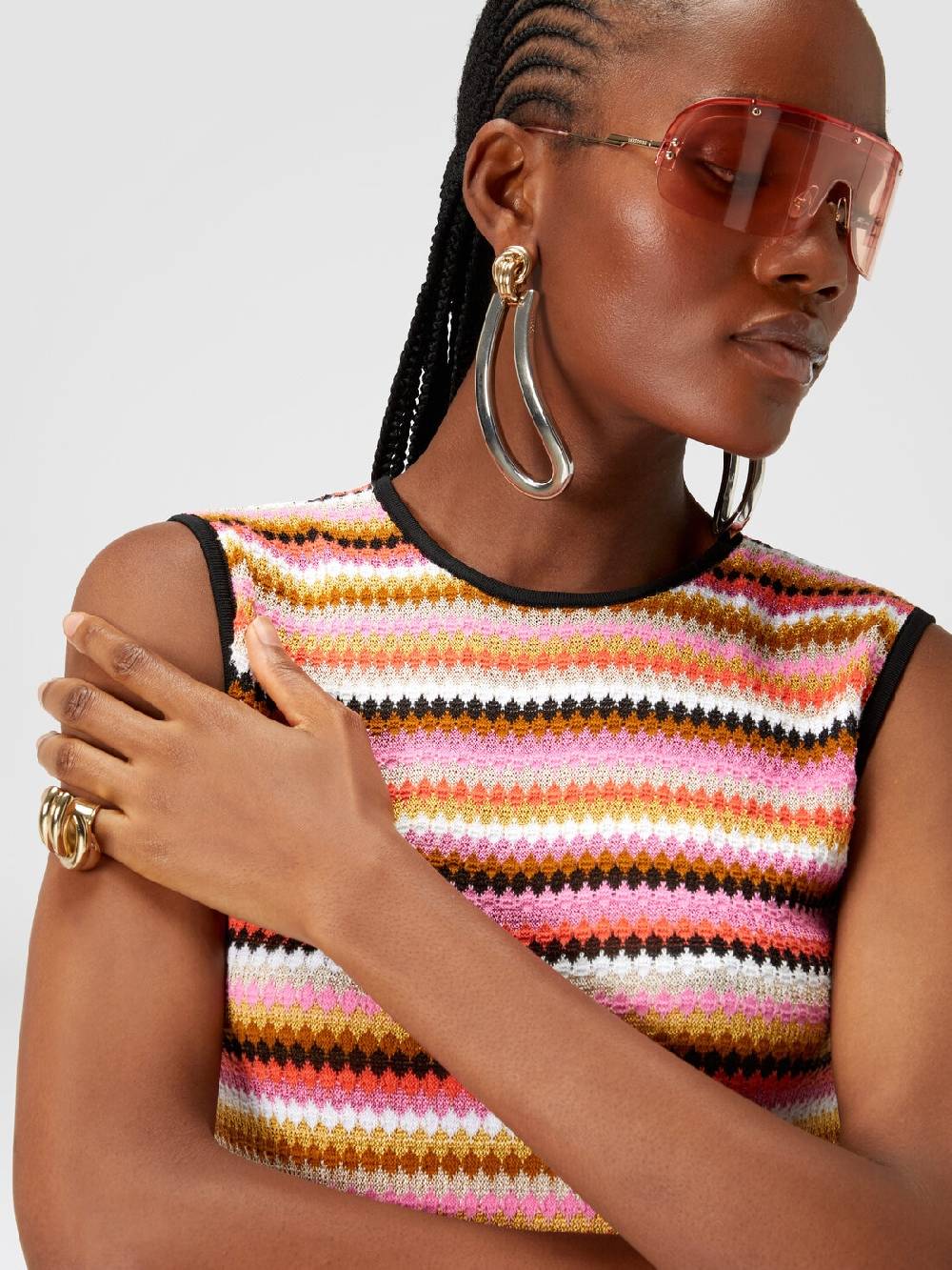 Missoni Abito midi senza maniche in lana e viscosa a righe Online