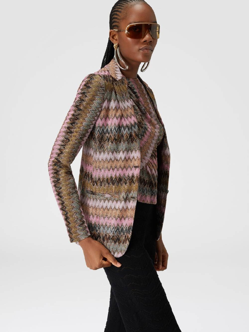 Missoni Blazer in maglia di viscosa chevron lamé In Vendita