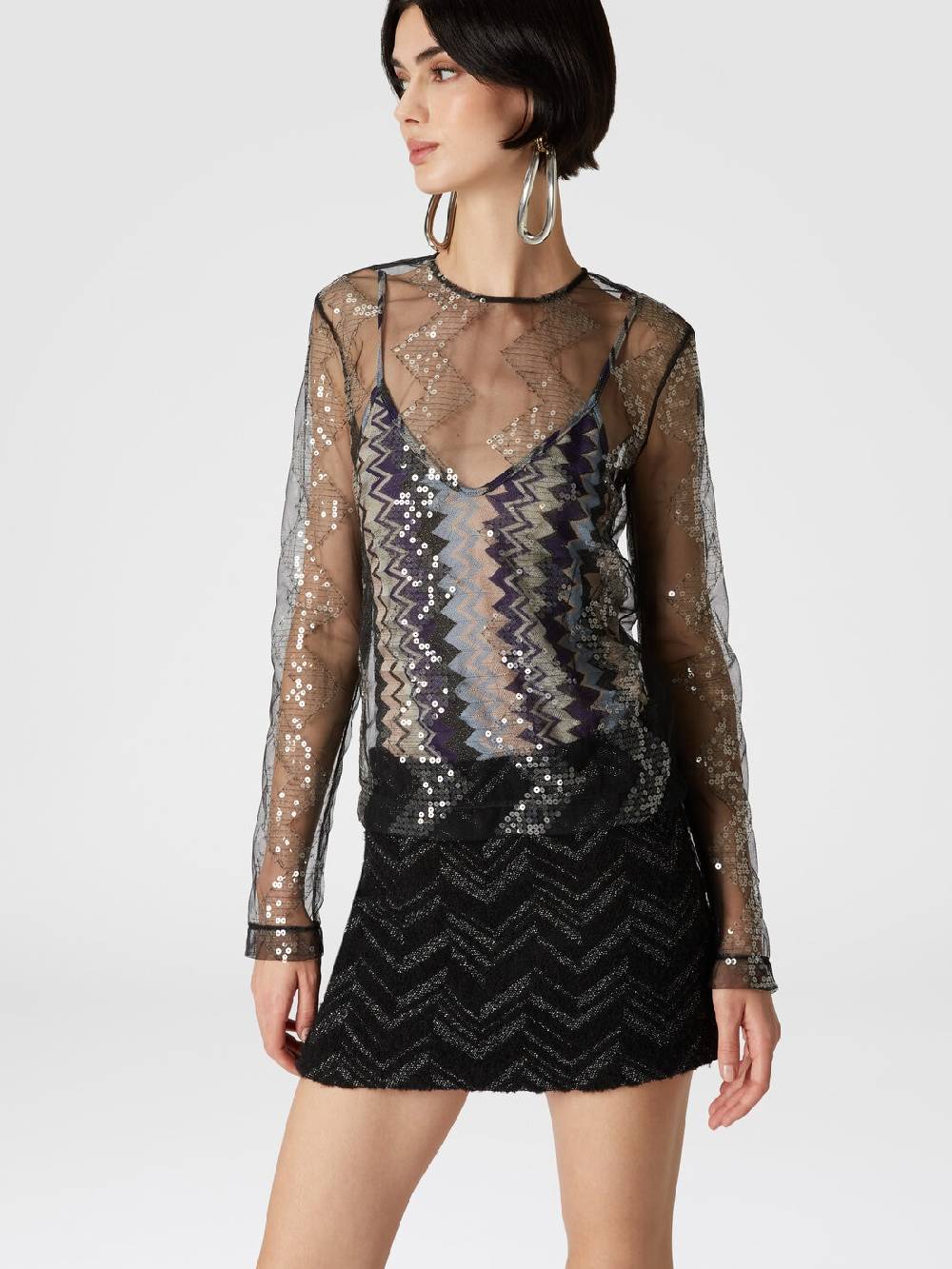 Missoni Minigonna bouclé con motivo chevron lamé Vendita Calda