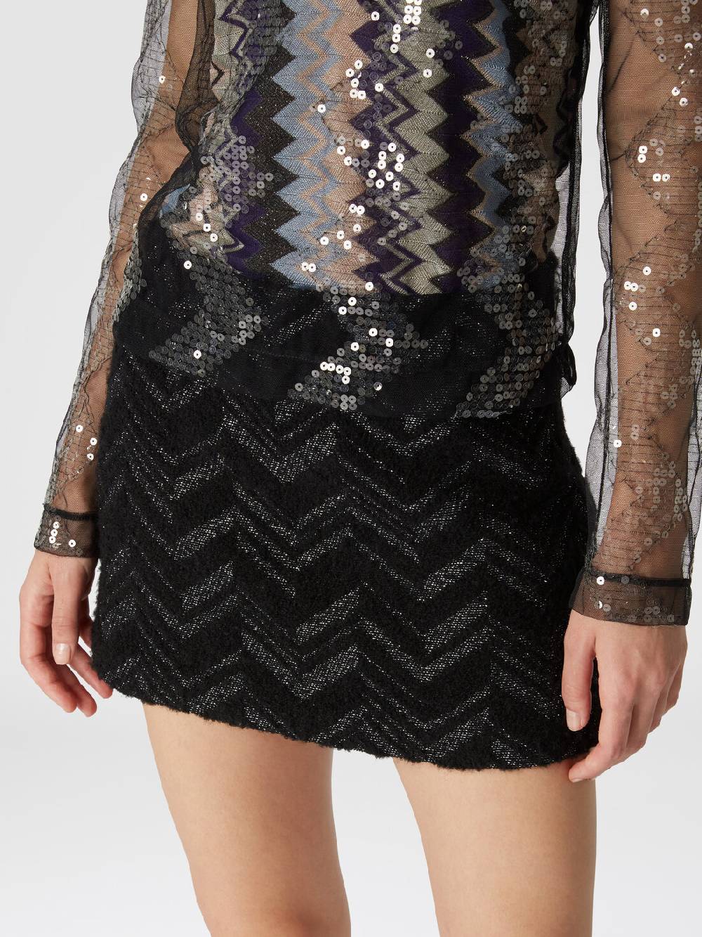 Missoni Minigonna bouclé con motivo chevron lamé Vendita Calda