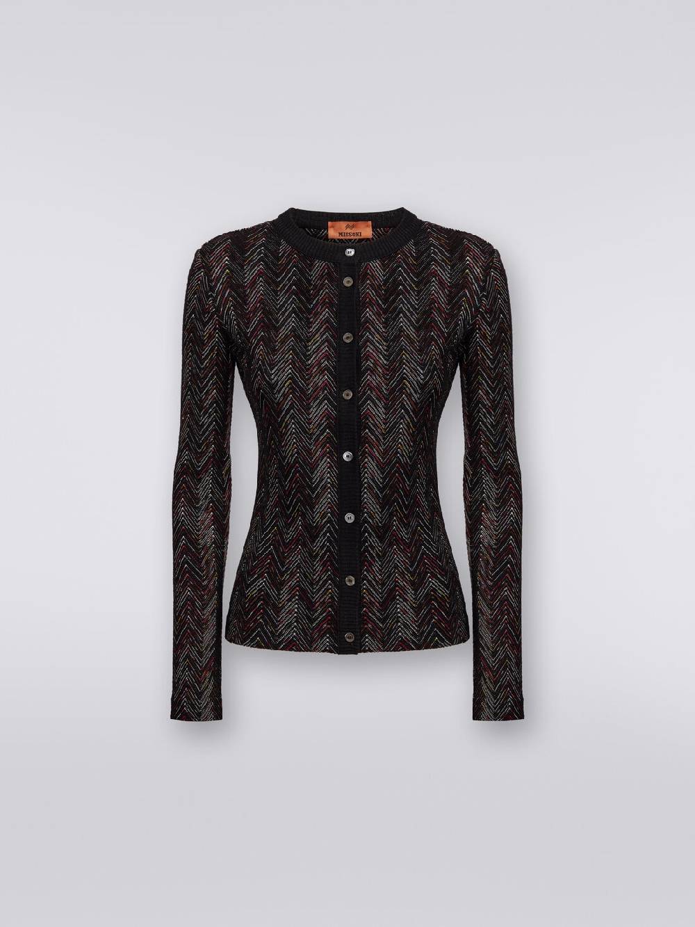 Missoni Cardigan corto in maglia di lana e viscosa con zig zag in rilievo Vendita Economica