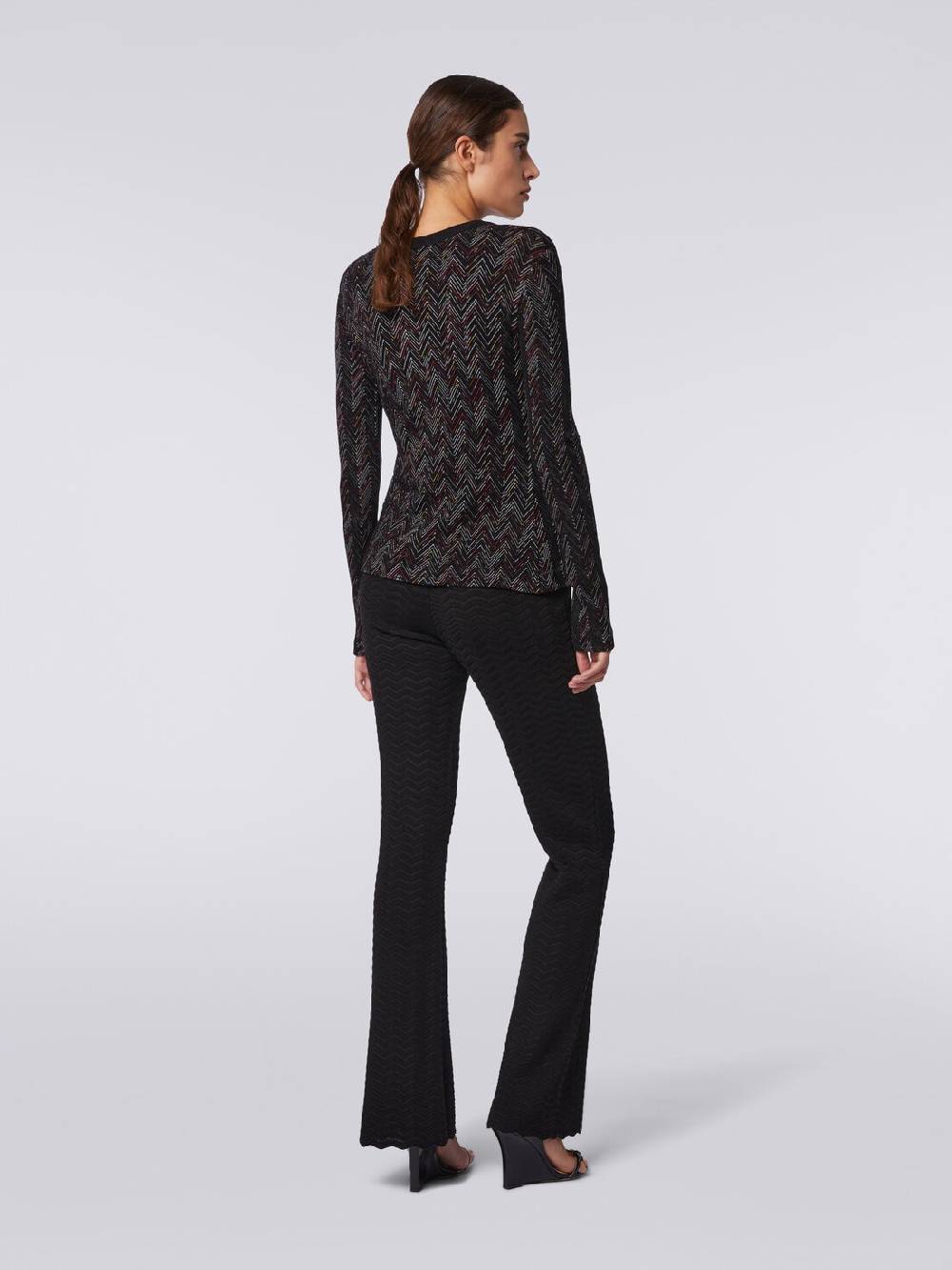 Missoni Cardigan corto in maglia di lana e viscosa con zig zag in rilievo Vendita Economica