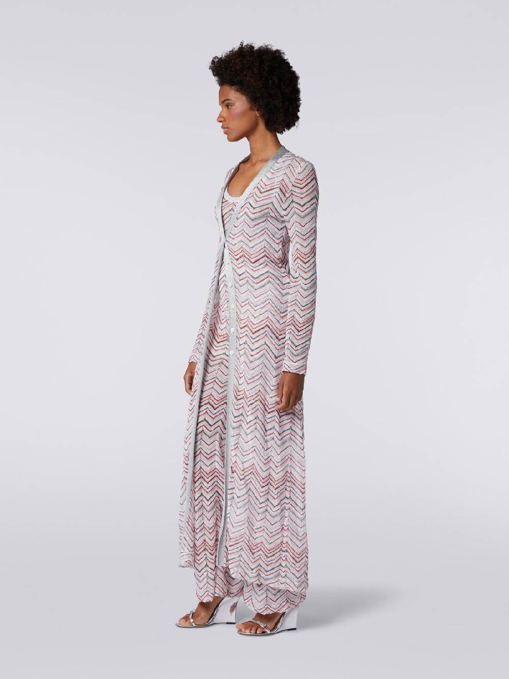 Missoni Cardigan lungo in maglia zig zag con lurex e paillettes Negozio