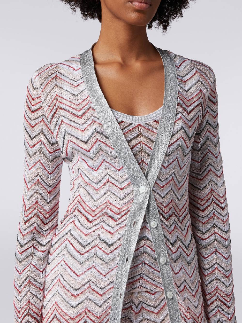 Missoni Cardigan lungo in maglia zig zag con lurex e paillettes Negozio