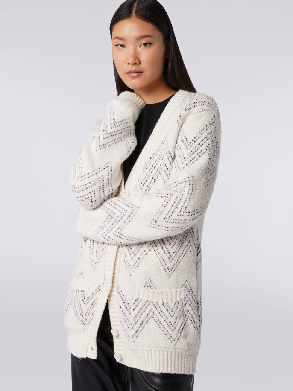 Missoni Cardigan oversize in misto cotone zig zag Nuova