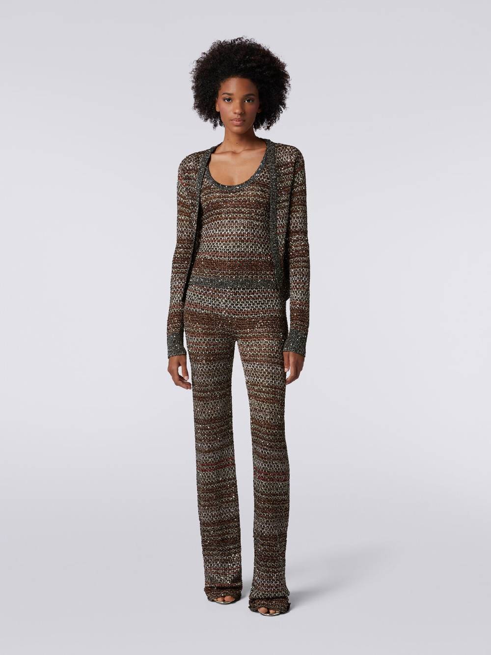 Missoni Cardigan corto in maglia a rete con paillettes