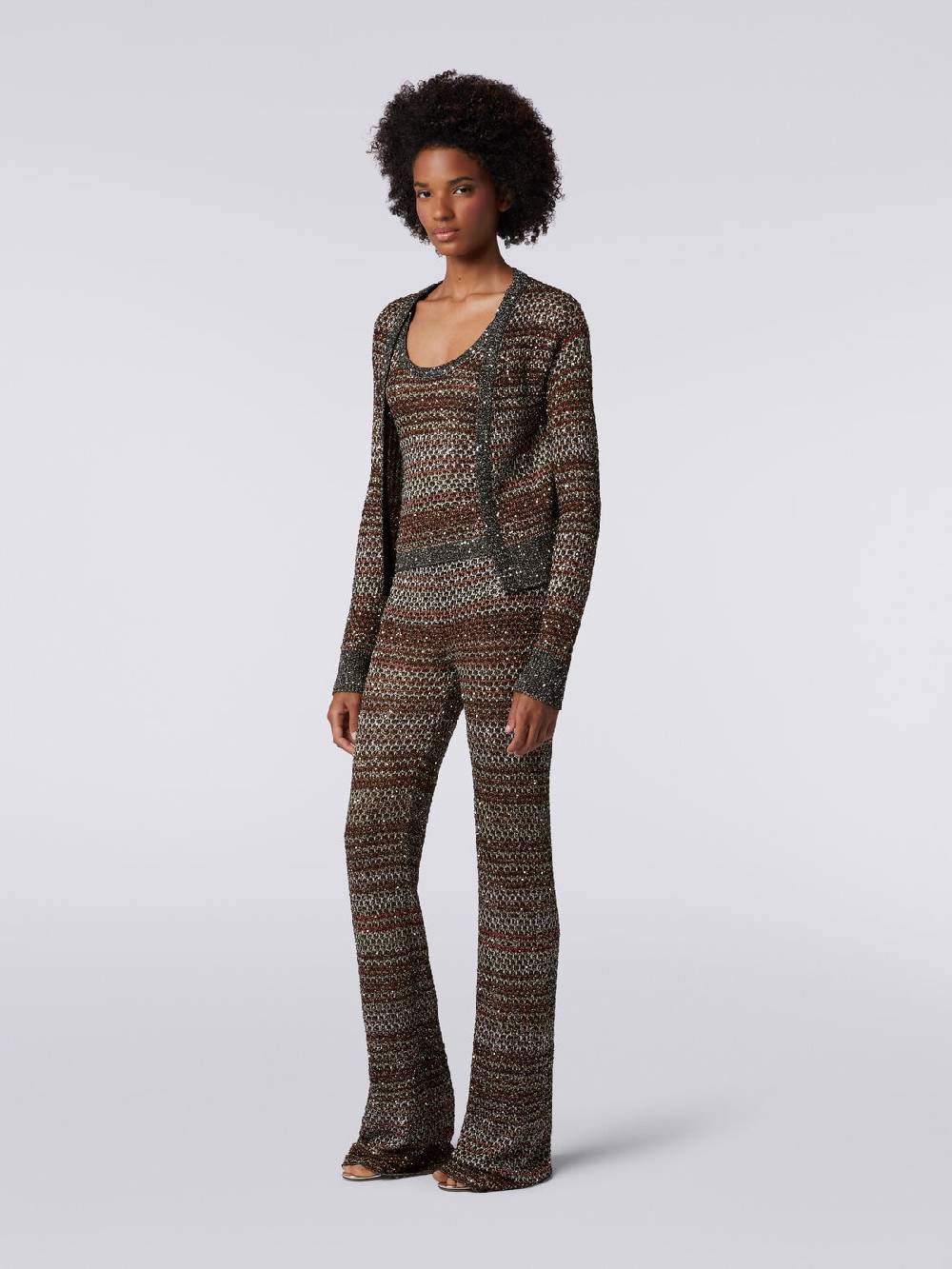 Missoni Cardigan corto in maglia a rete con paillettes 2025