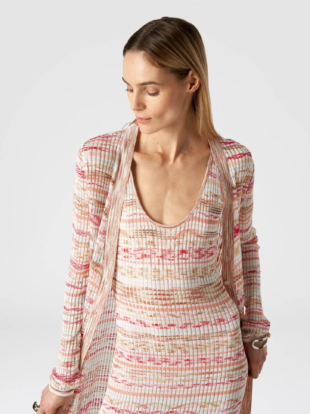 Missoni Cardigan lungo a costine in viscosa fiammata Italy