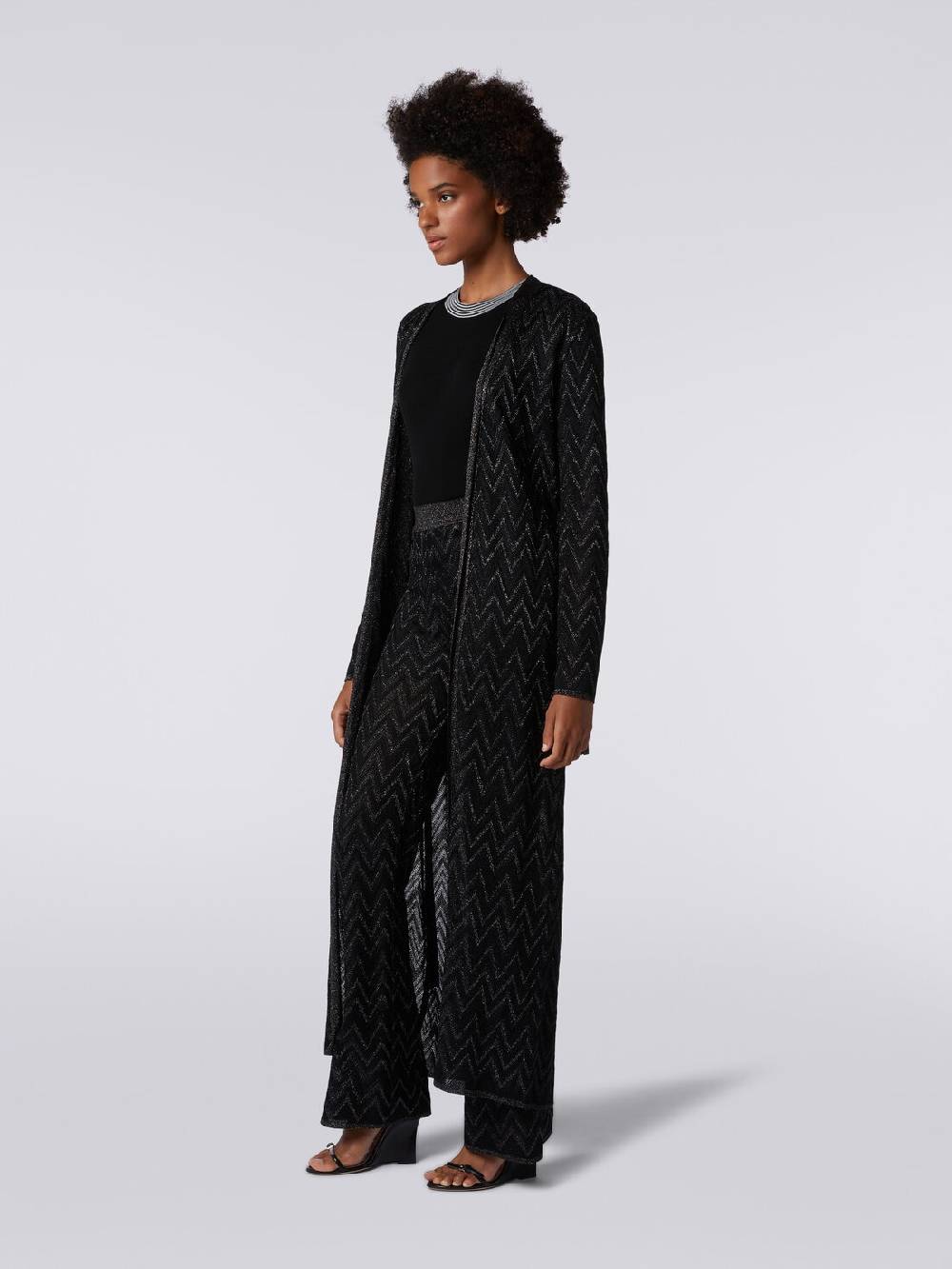 Missoni Cardigan lungo in maglia chevron con lurex 2025