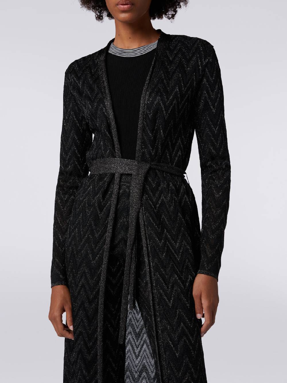Missoni Cardigan lungo in maglia chevron con lurex 2025