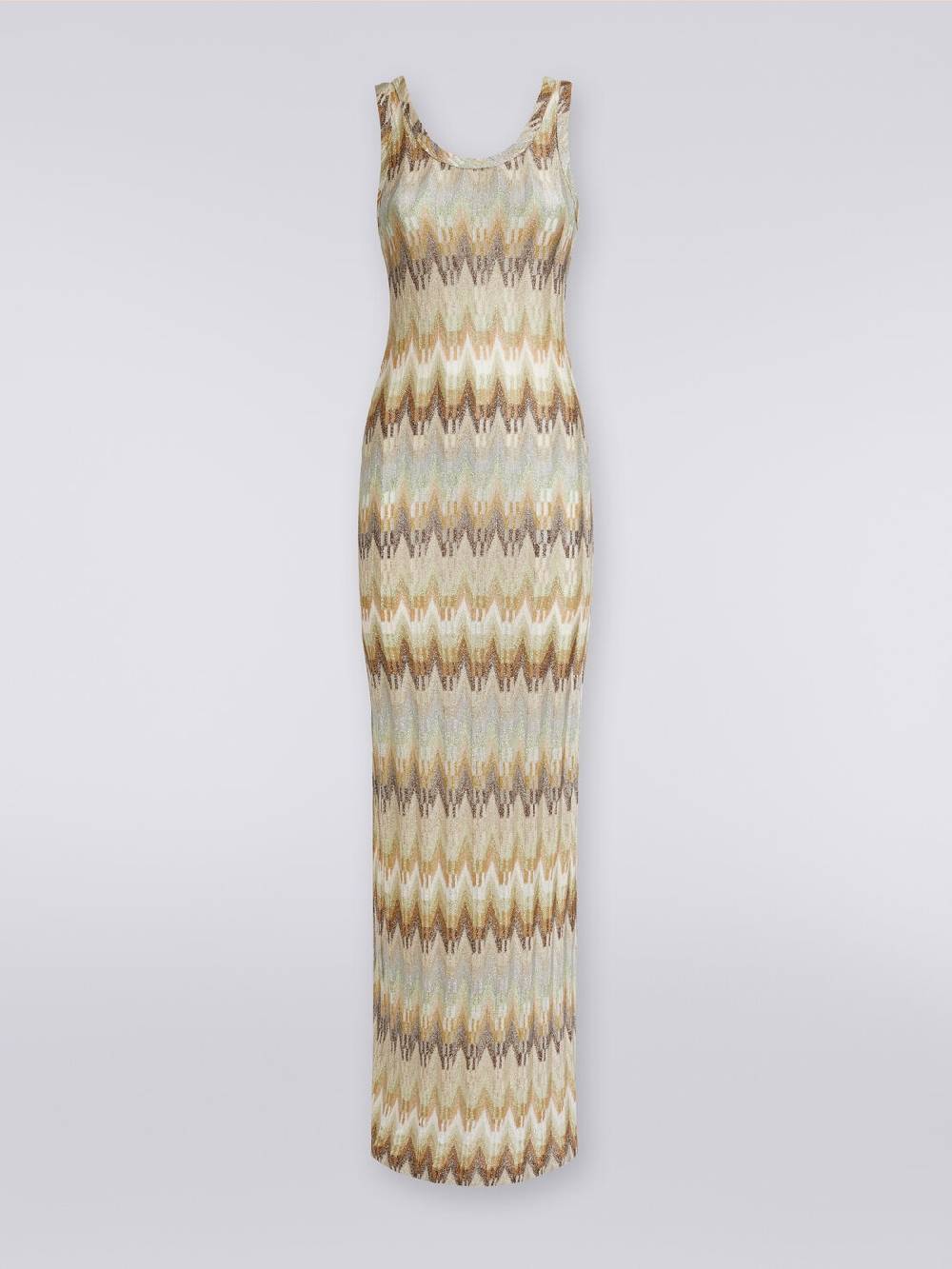 Missoni Abito lungo smanicato in viscosa zig zag con lurex In Linea