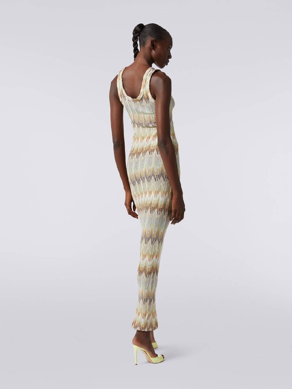 Missoni Abito lungo smanicato in viscosa zig zag con lurex In Linea