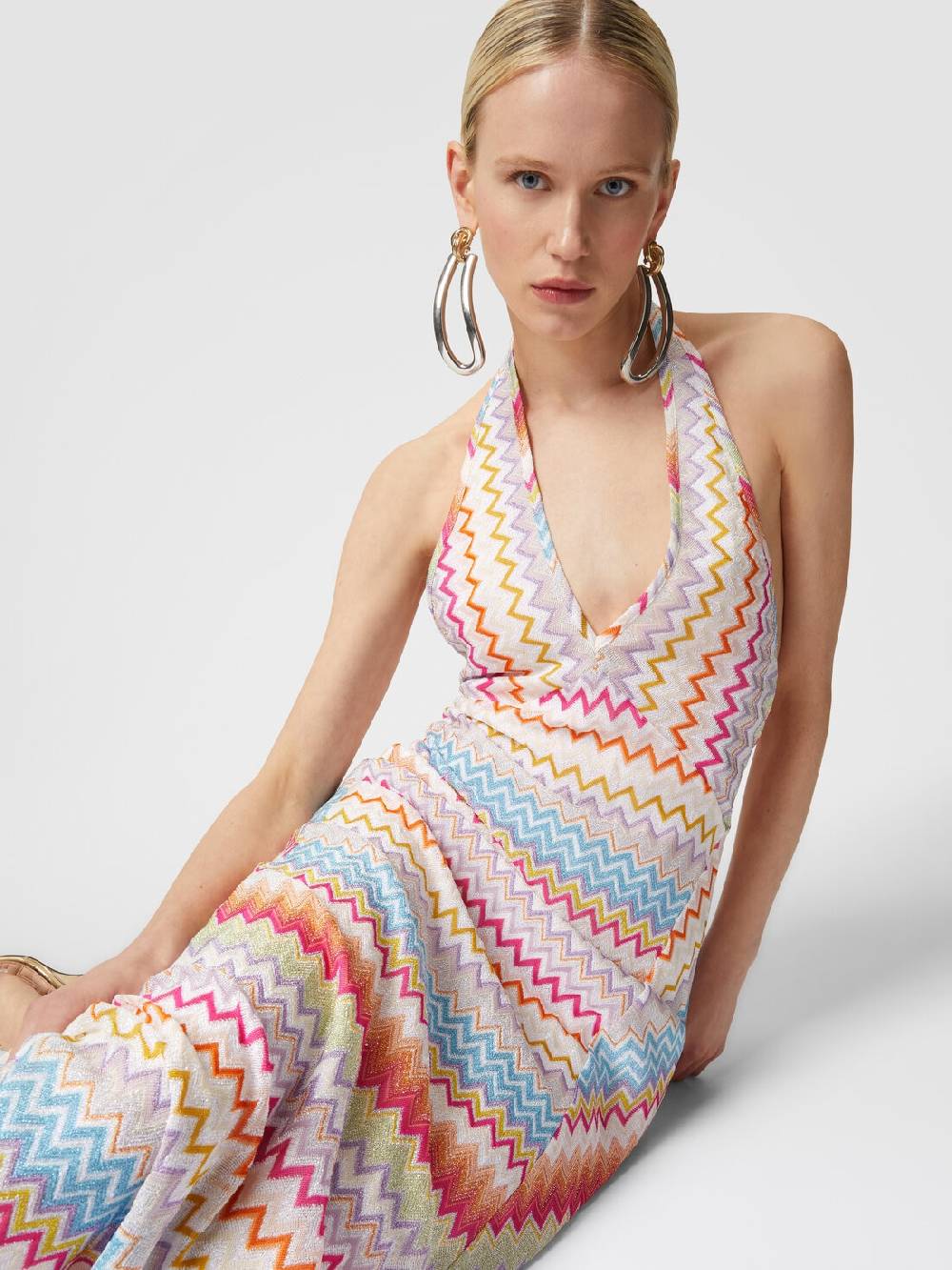 Missoni Abito lungo in viscosa zig zag con lurex Nuovo