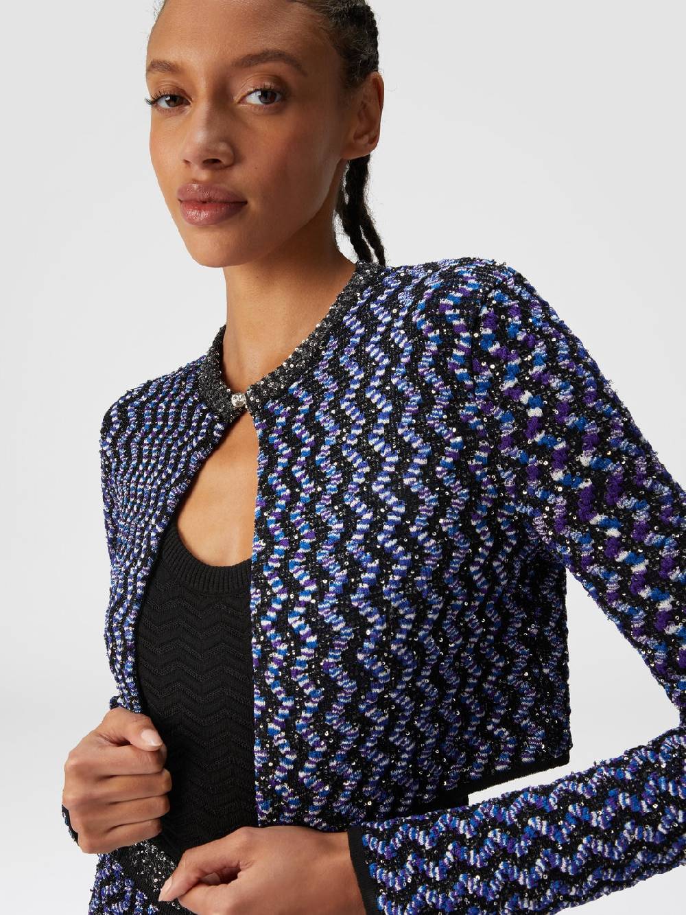 Missoni Cardigan zig zag goffrato con paillettes Qualità