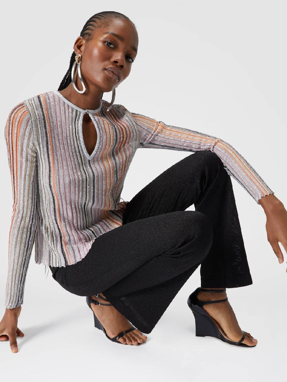 Missoni Pantaloni dritti in viscosa effetto glitter Spedizione Gratuita