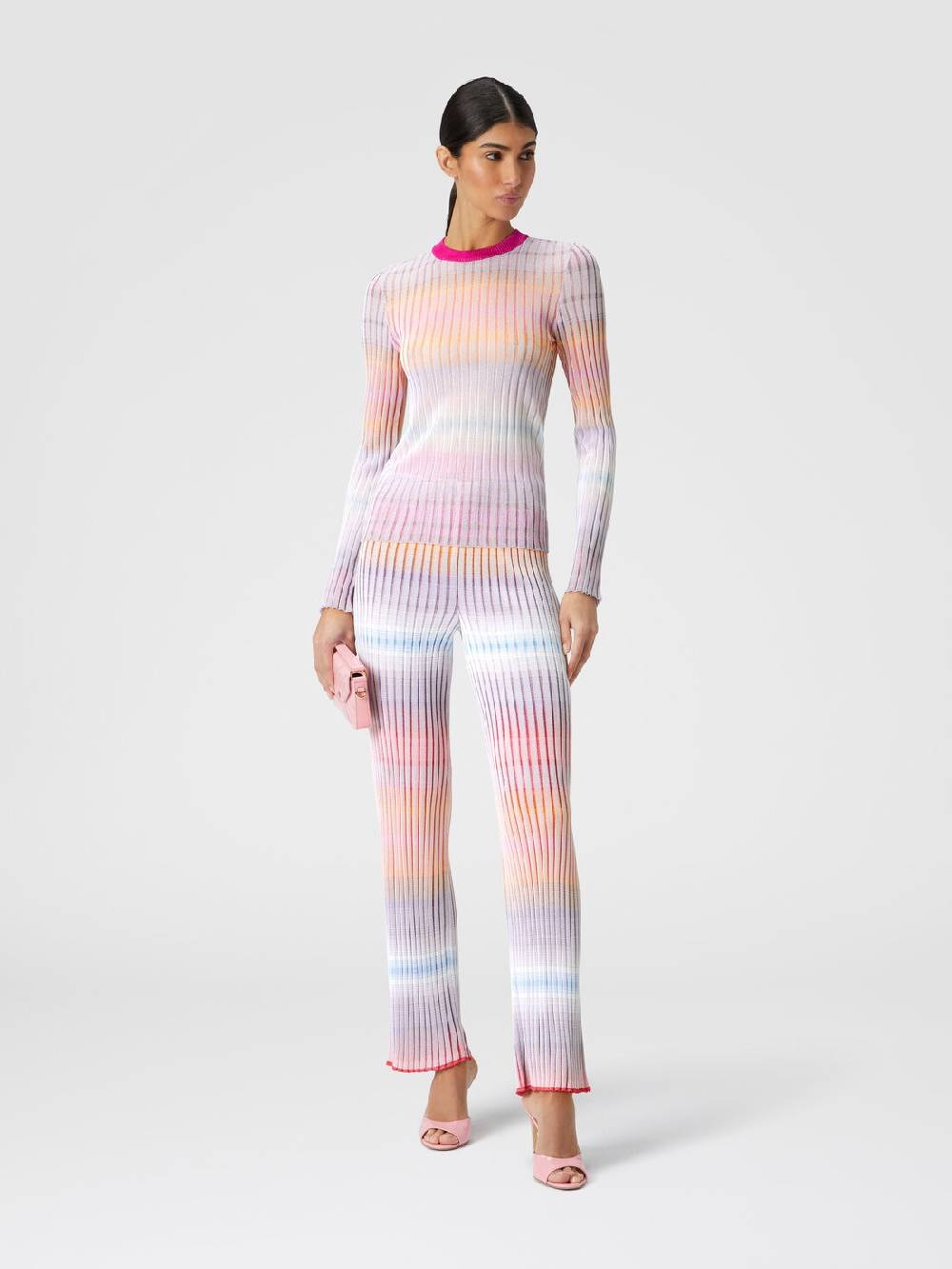 Missoni Maglia girocollo a coste con colletto a contrasto