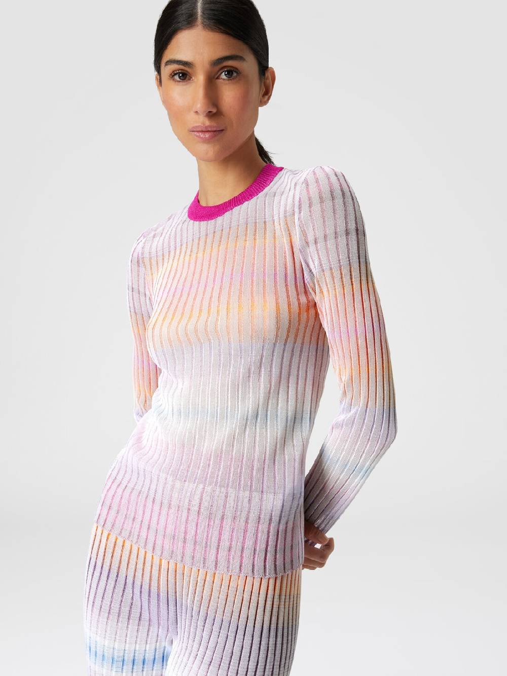 Missoni Maglia girocollo a coste con colletto a contrasto Soddisfazione Garantita