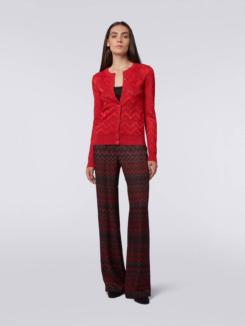 Missoni Cardigan in maglia zig zag tonale con lurex