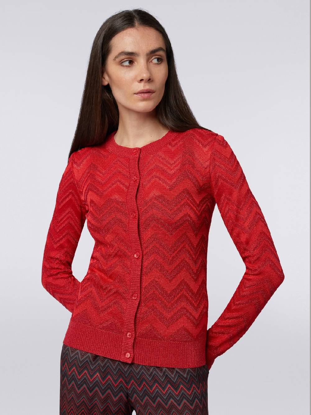 Missoni Cardigan in maglia zig zag tonale con lurex Consegna Veloce