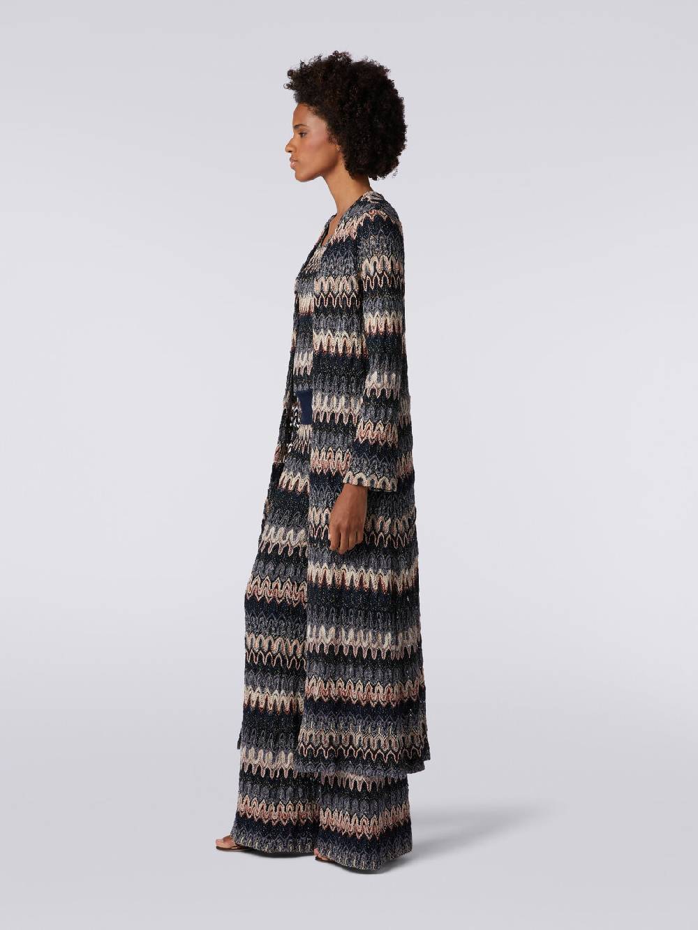 Missoni Cardigan lungo in maglia lamé con motivo a onde effetto pizzo Fino Al -60%