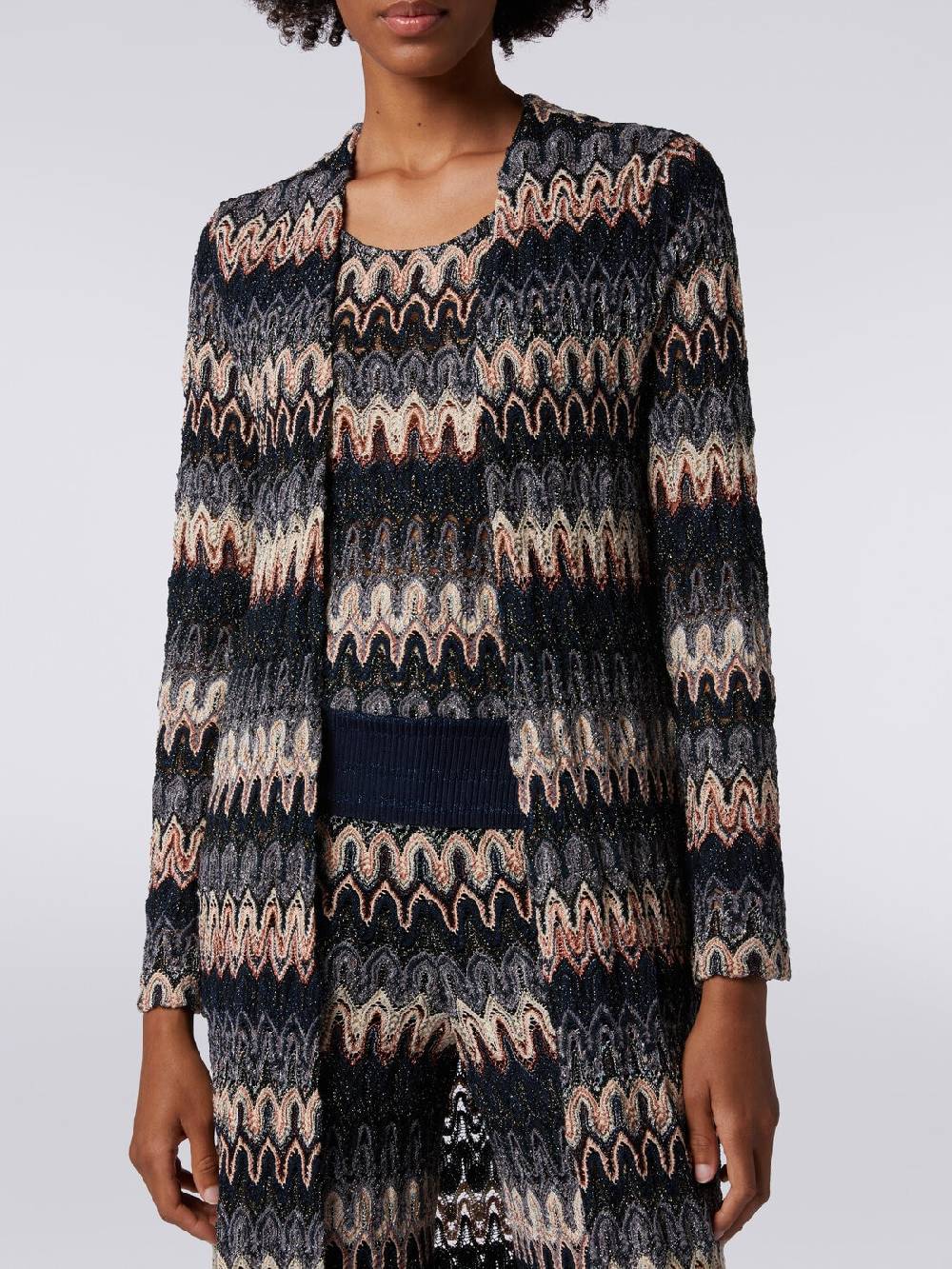 Missoni Cardigan lungo in maglia lamé con motivo a onde effetto pizzo Fino Al -60%