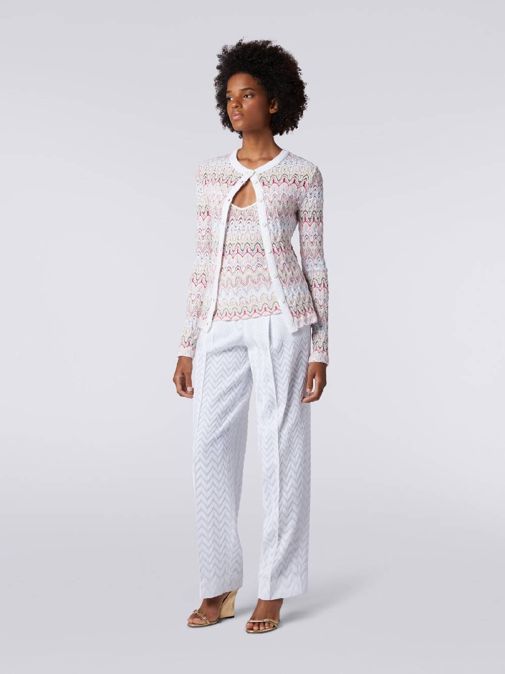 Missoni Cardigan in maglia con profili a contrasto e motivo a onde Sottocosto