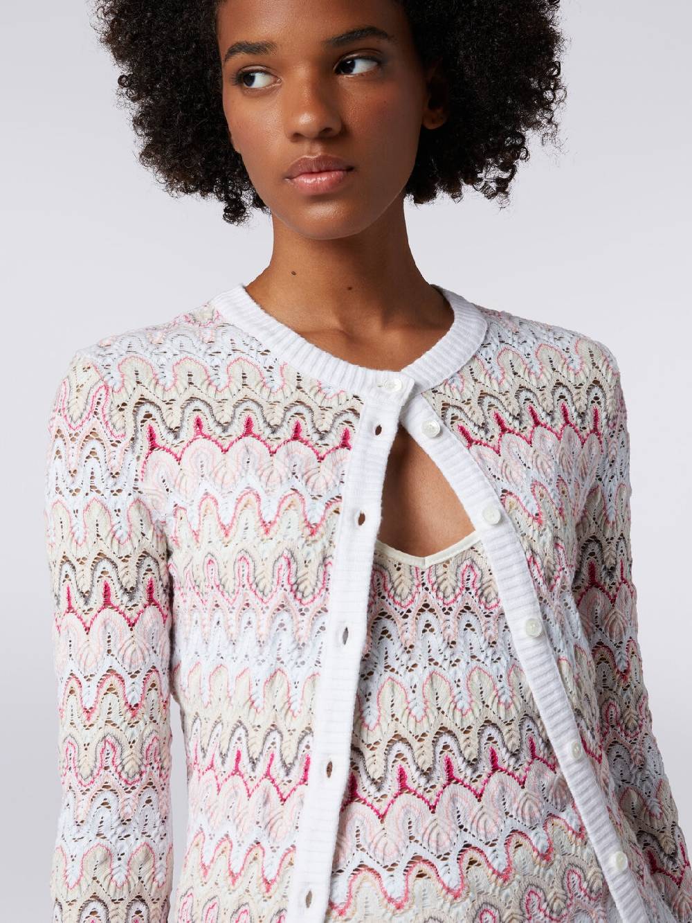 Missoni Cardigan in maglia con profili a contrasto e motivo a onde Sottocosto